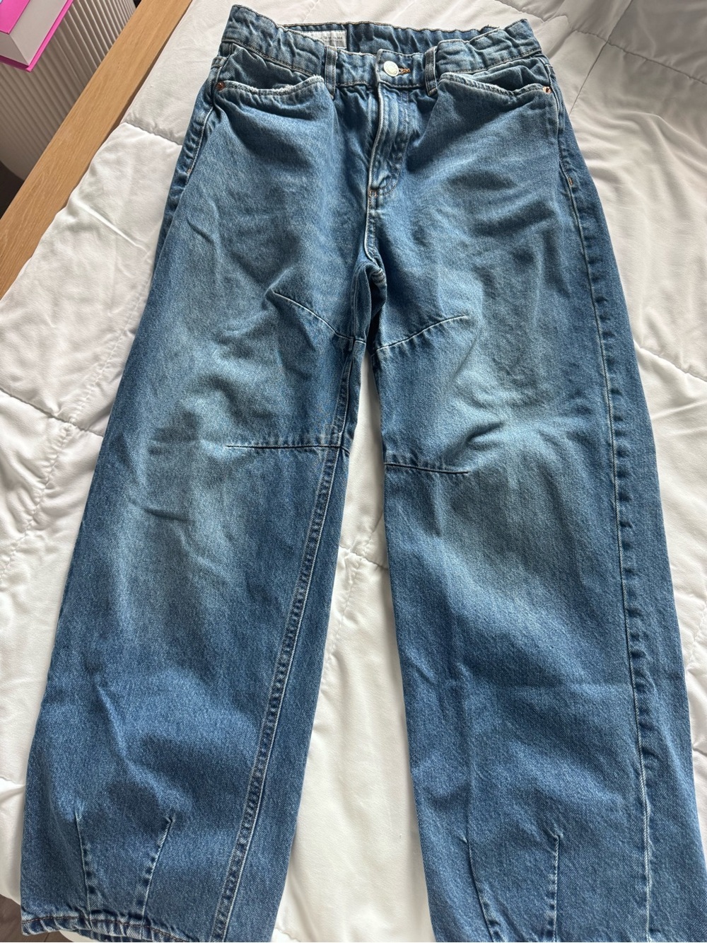 Zara Blue Barrel Denim Jeans